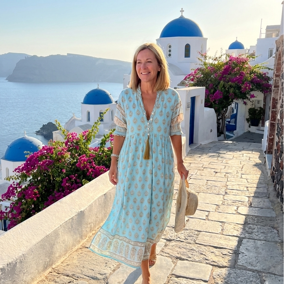 Women's Summer Boho Beach Midi Dress With Pockets