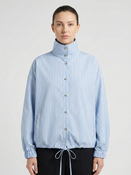 Women's Striped High-Neck Statement Blouse