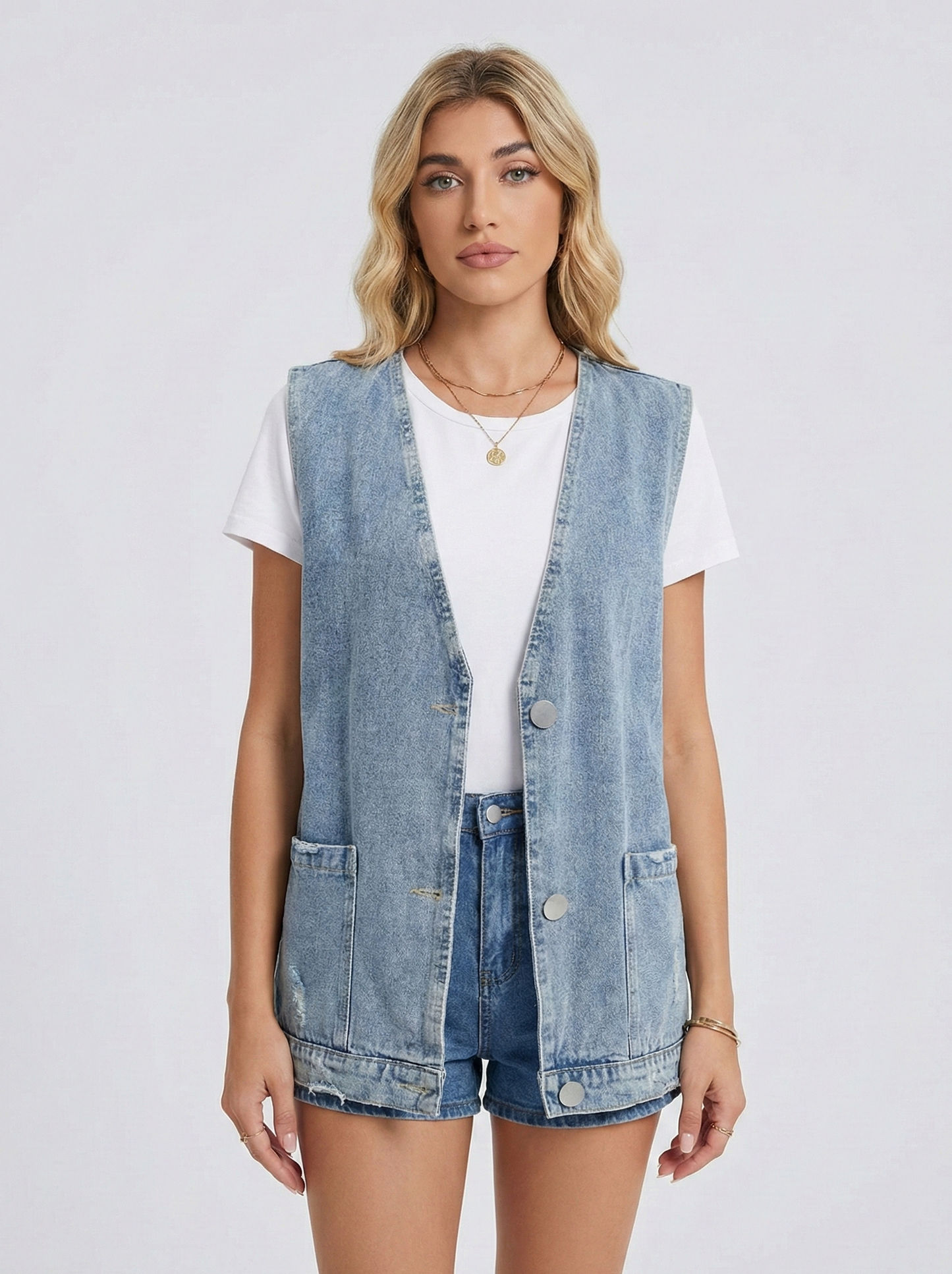 Sleeveless Denim Vest Jacket