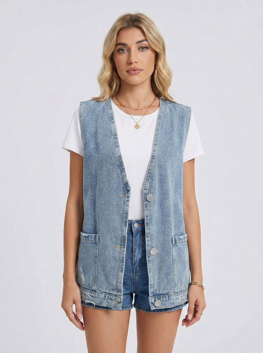 Sleeveless Denim Vest Jacket
