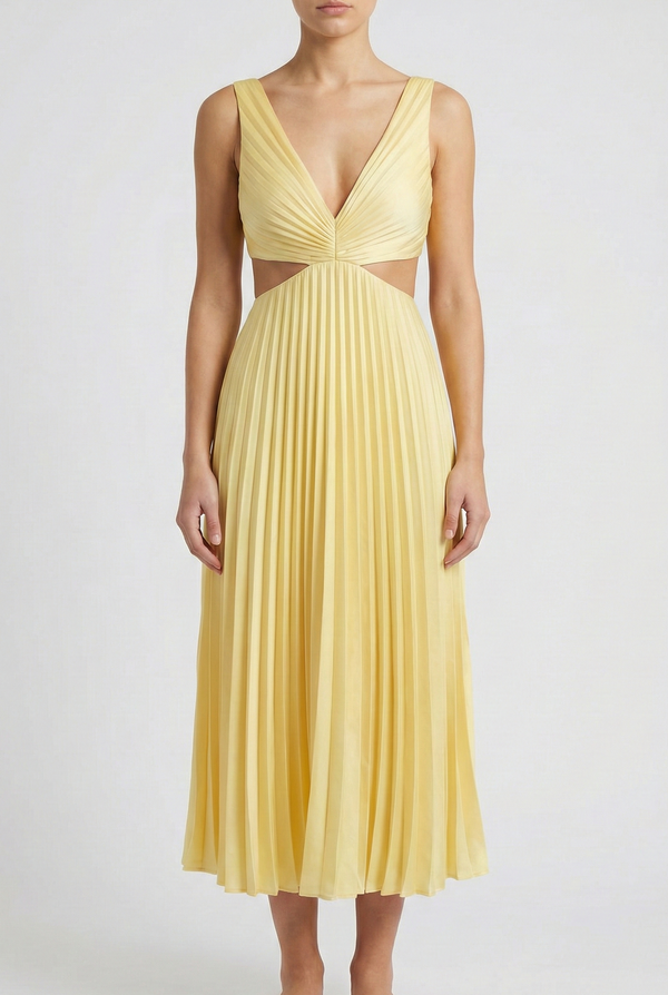Women's Elegant Pleated Cocktail Maxi Dress