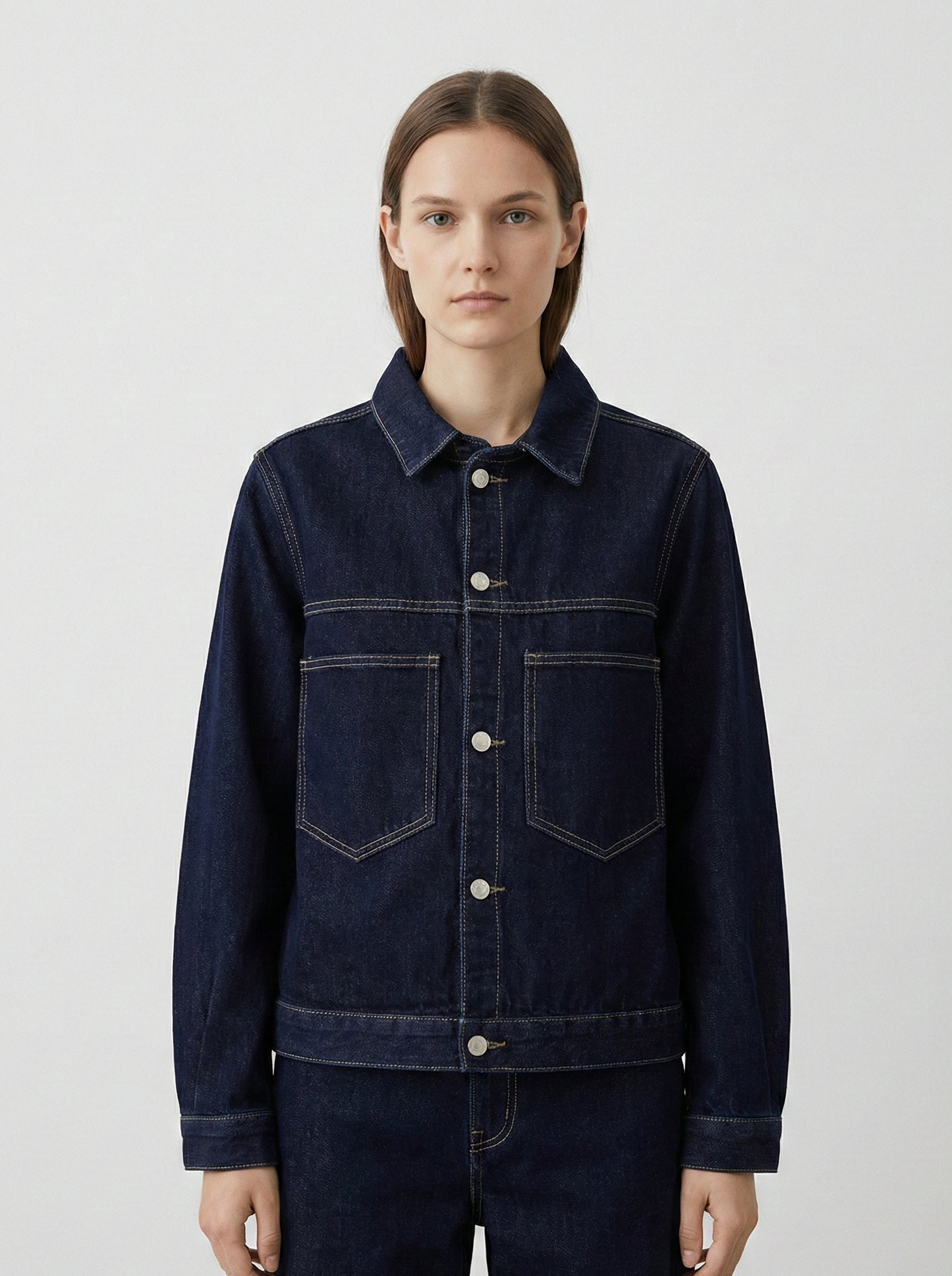Relaxed Fit Denim Jacket with Contrast Collar Detail