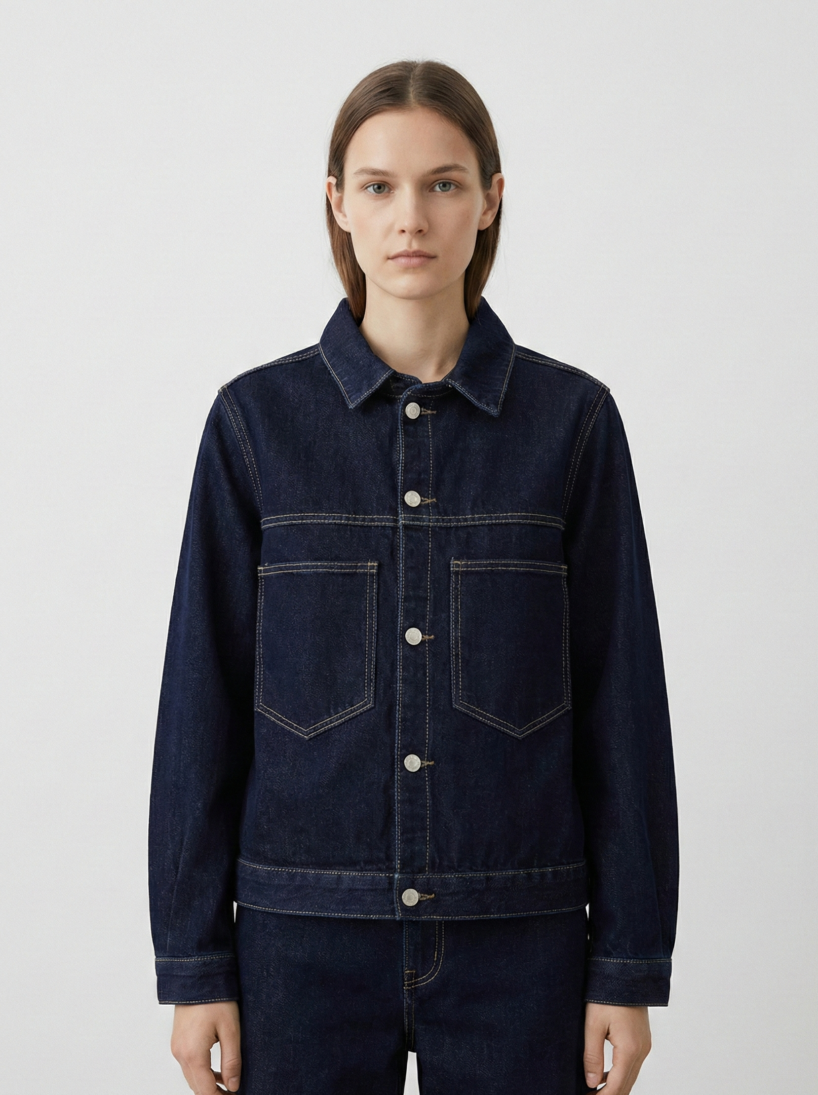 Relaxed Fit Denim Jacket with Contrast Collar Detail