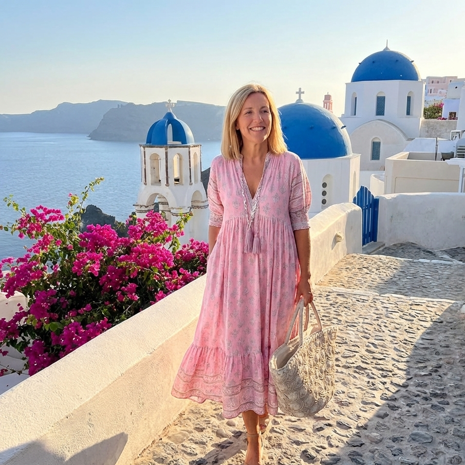 Women's Summer Boho Beach Midi Dress With Pockets