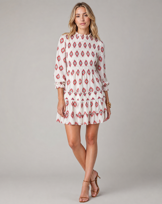 Vintage Floral Ruffle A-Line Mini Dress for Wedding Guest Style