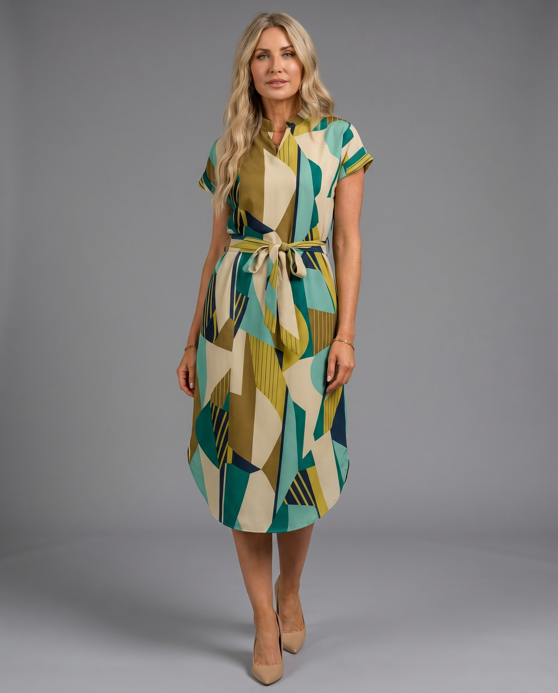 Everyday V-Neck Short Sleeve Midi T-Shirt Dress