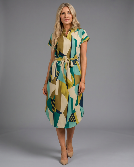 Everyday V-Neck Short Sleeve Midi T-Shirt Dress