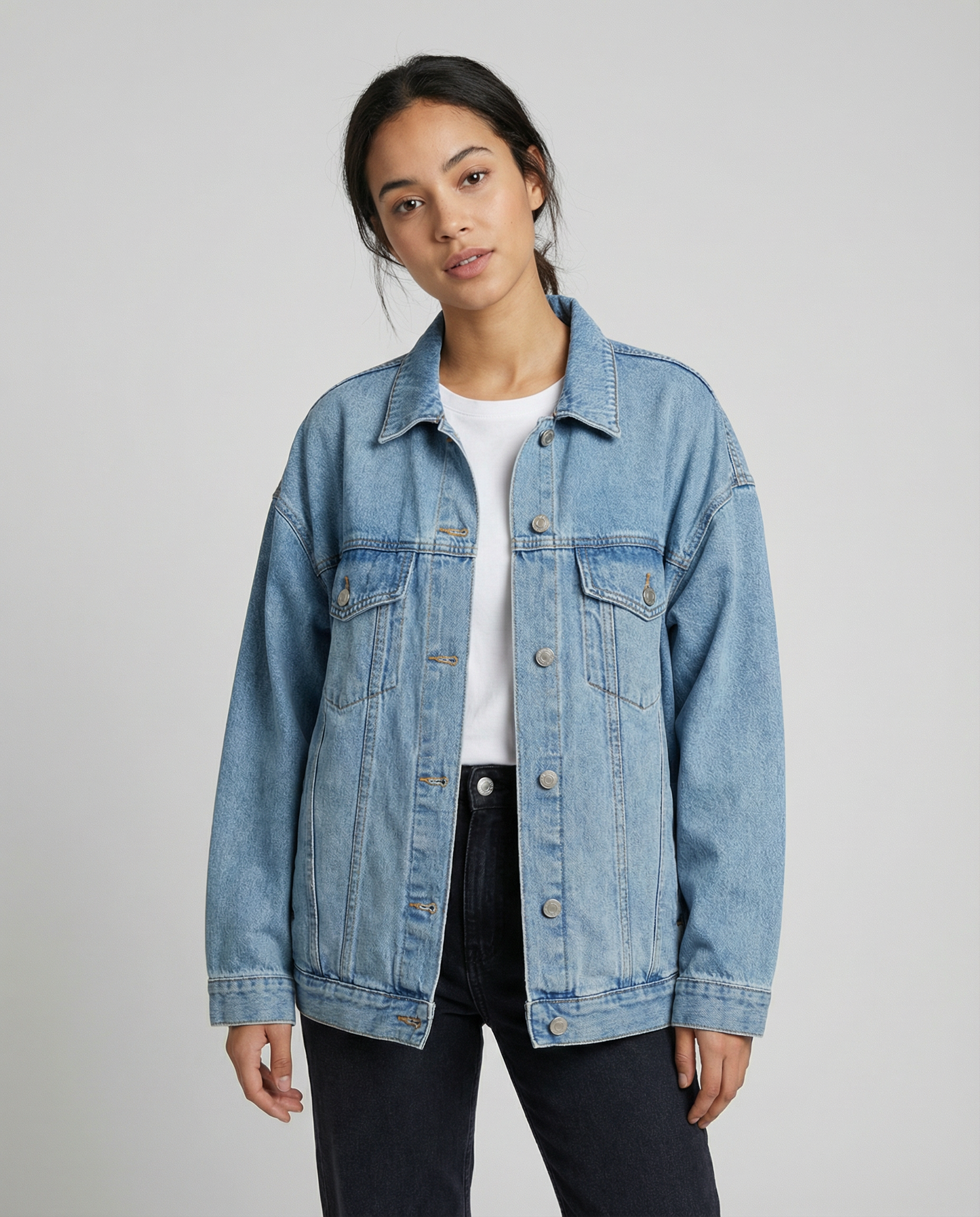Oversized Denim Jacket with Relaxed Fit