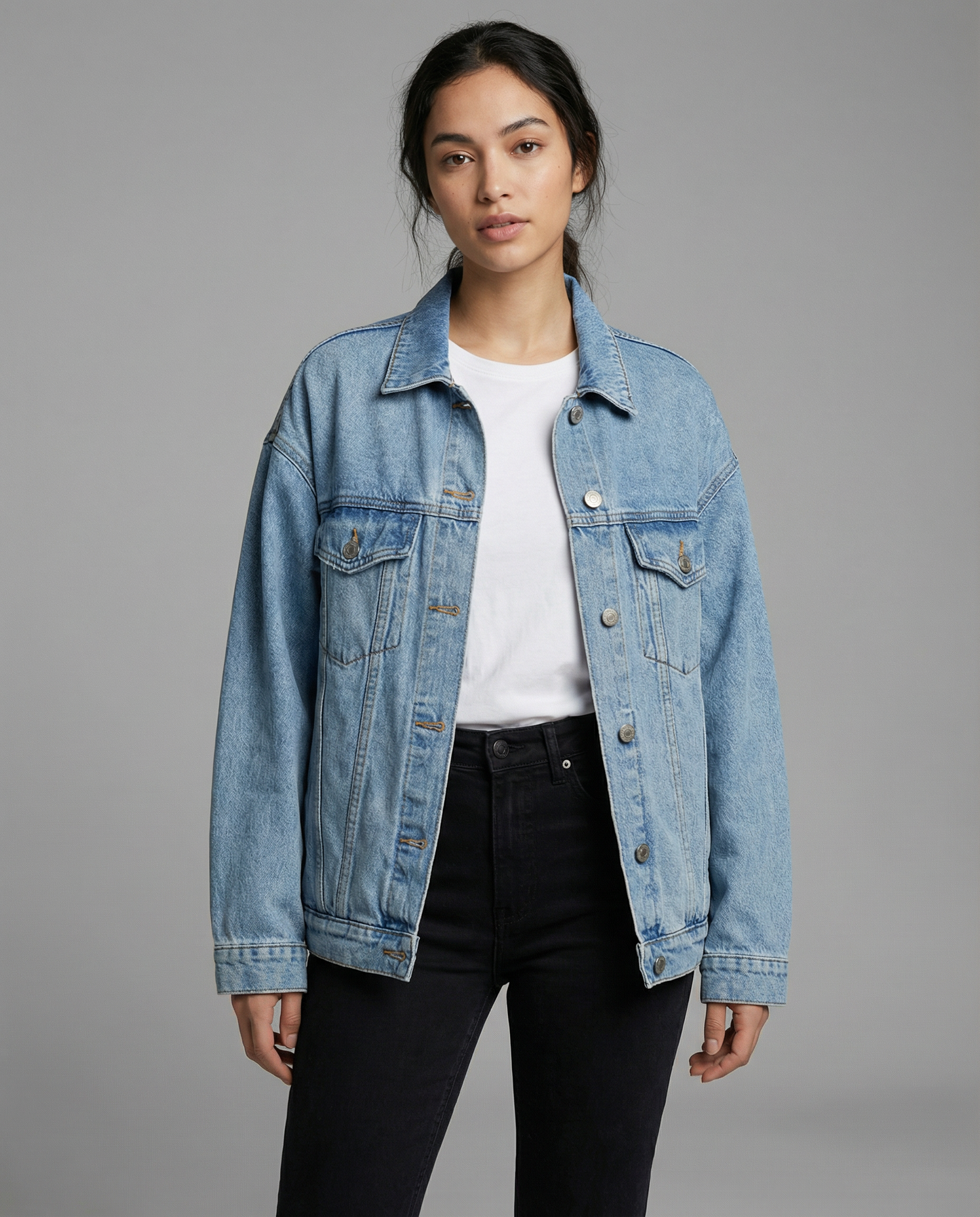 Oversized Denim Jacket with Relaxed Fit