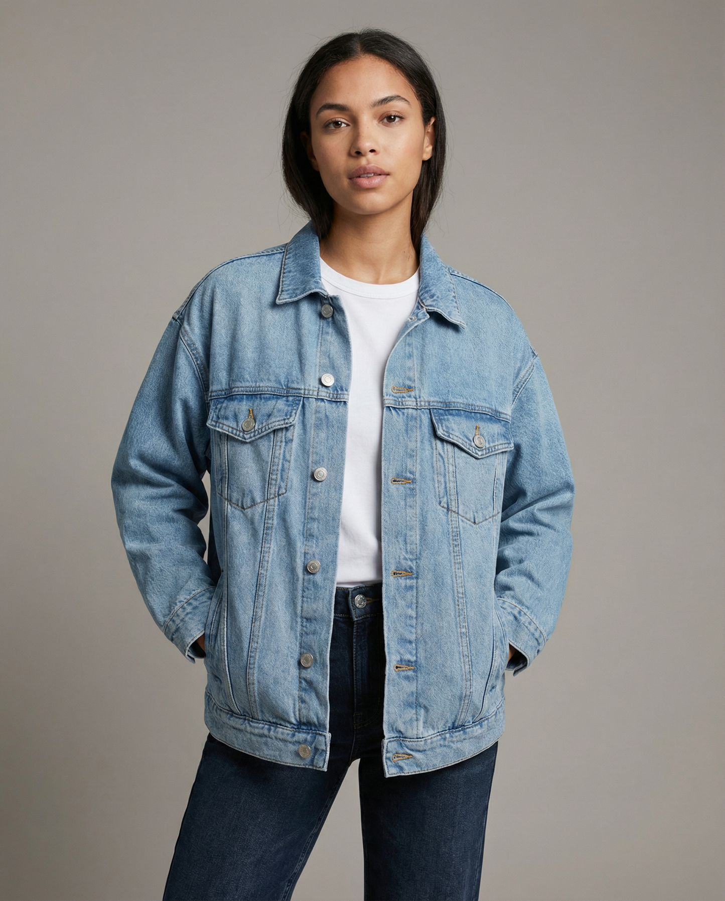 Oversized Denim Jacket with Relaxed Fit
