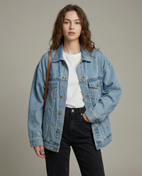 Oversized Denim Jacket with Relaxed Fit