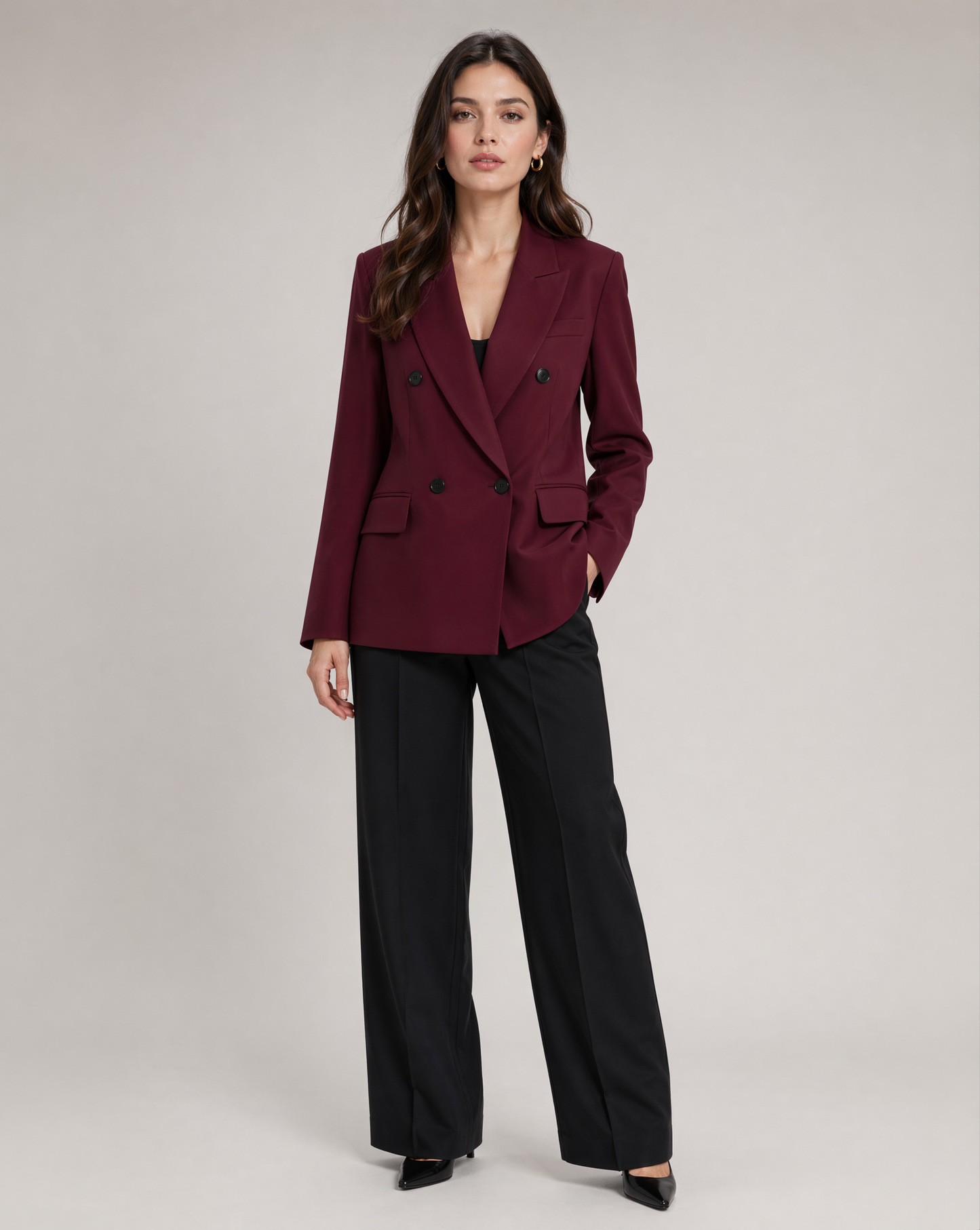 Burgundy Tailored Single-Button Blazer – Oxblood Smart Jacket