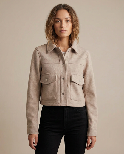 Cropped Button-Front Jacket