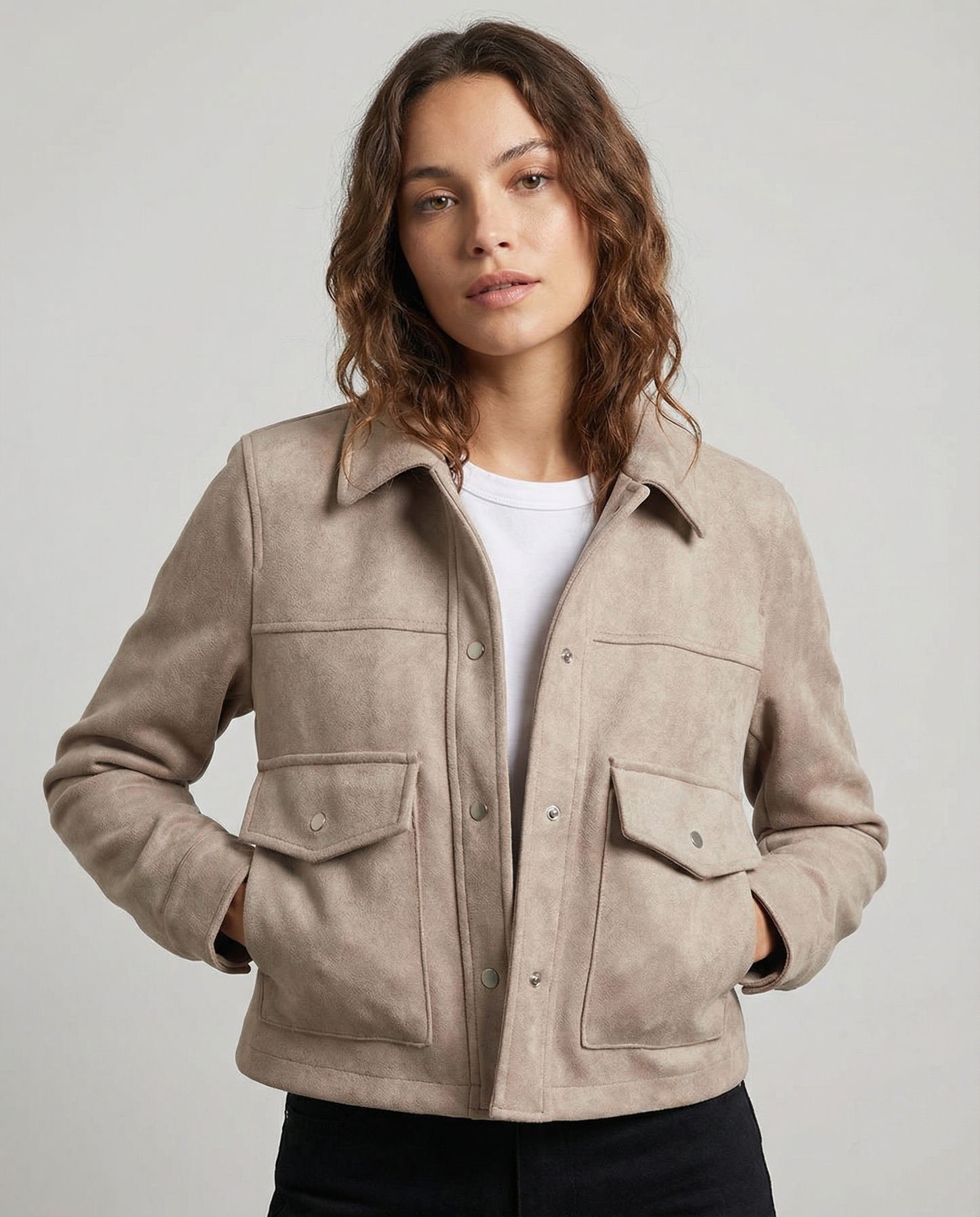 Cropped Button-Front Jacket