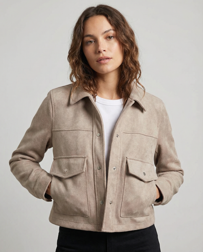 Cropped Button-Front Jacket