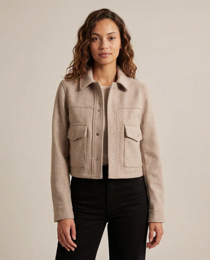 Cropped Button-Front Jacket