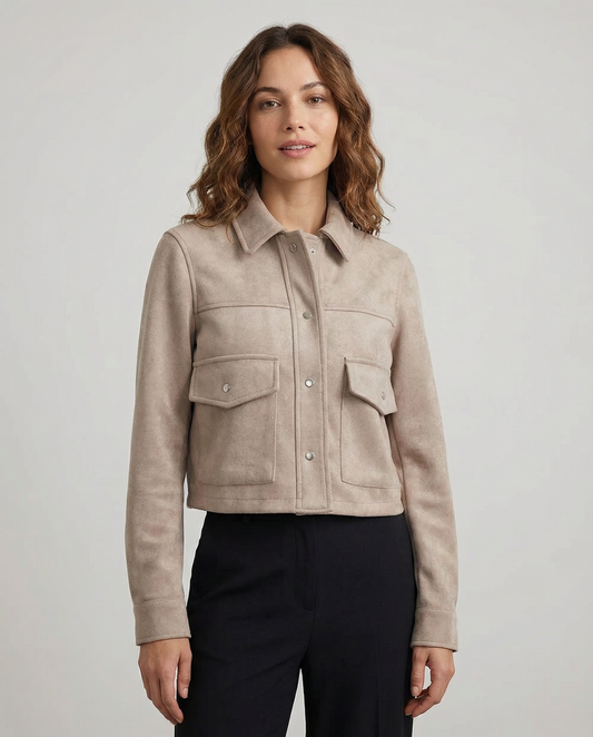 Cropped Button-Front Jacket
