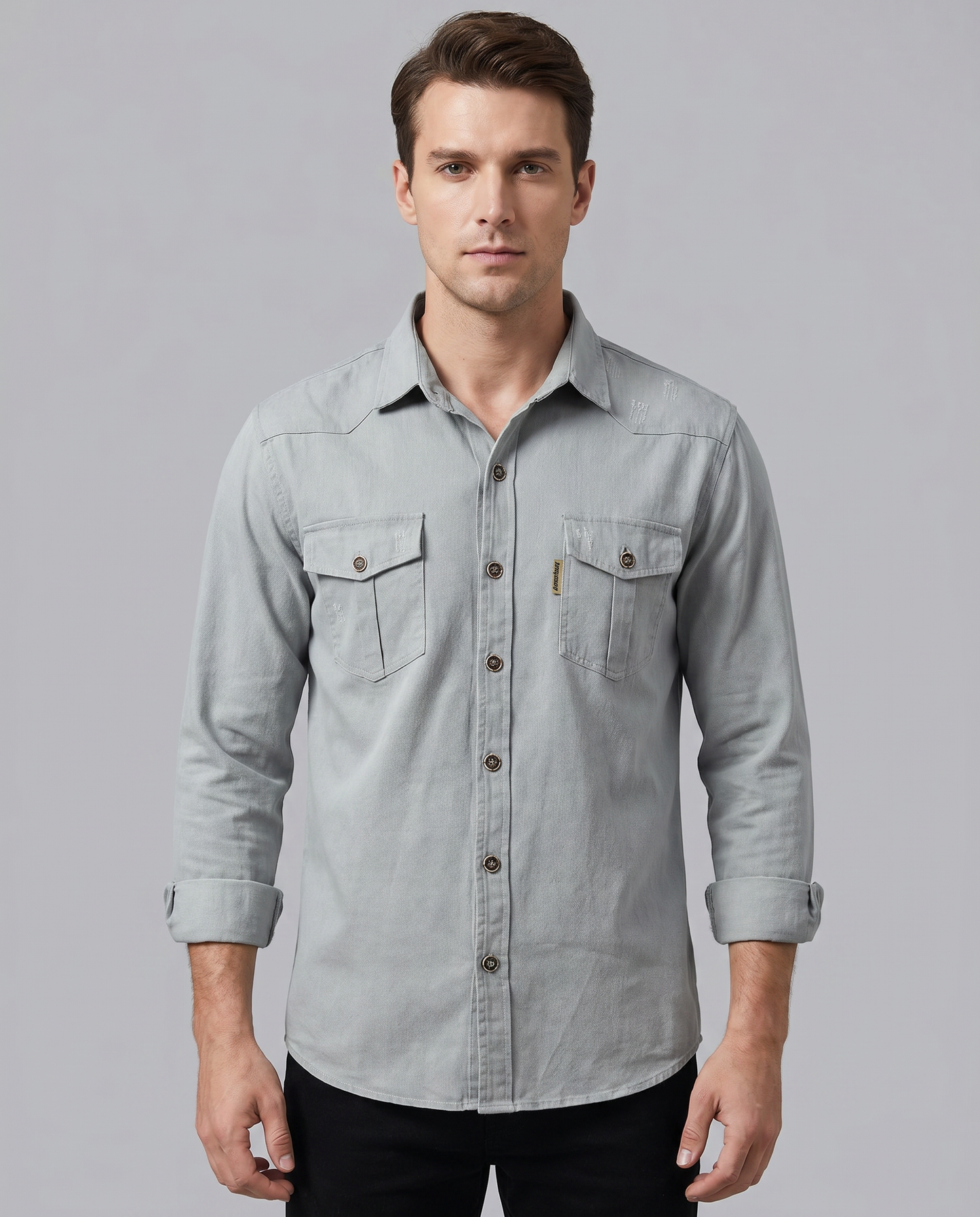 Camicia Cargo Uomo con Tasche sul Petto e Bottoni
