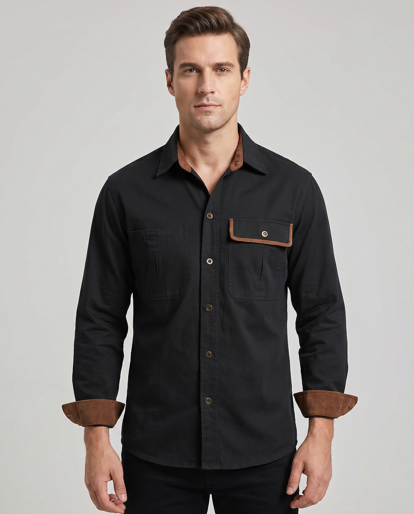 Camicia uomo casual alla moda con maniche lunghe