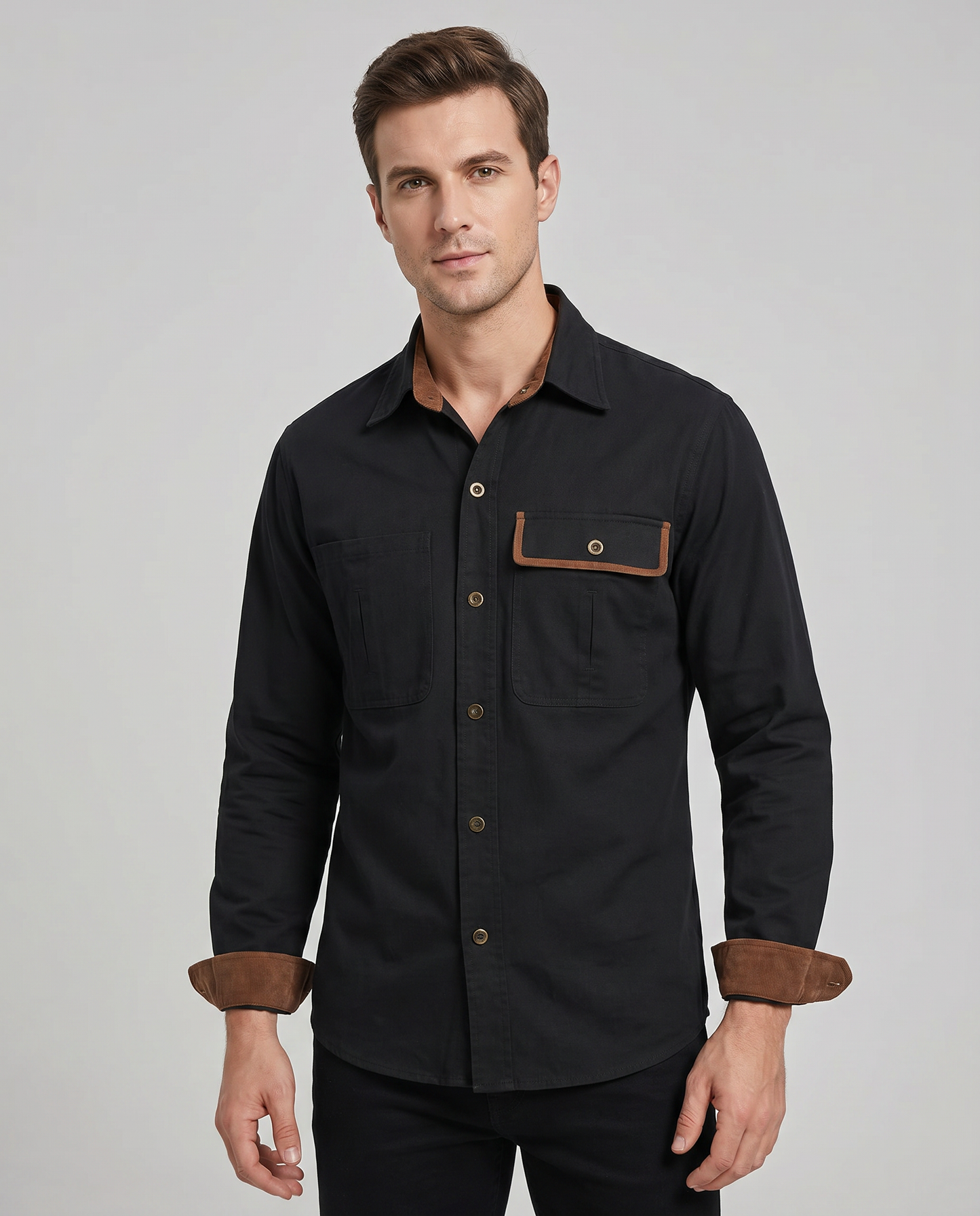 Camicia uomo casual alla moda con maniche lunghe