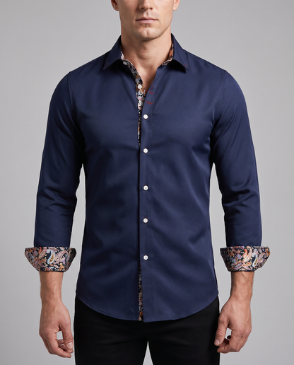 Camicia Moderna Uomo a Maniche Lunghe con Bottoni