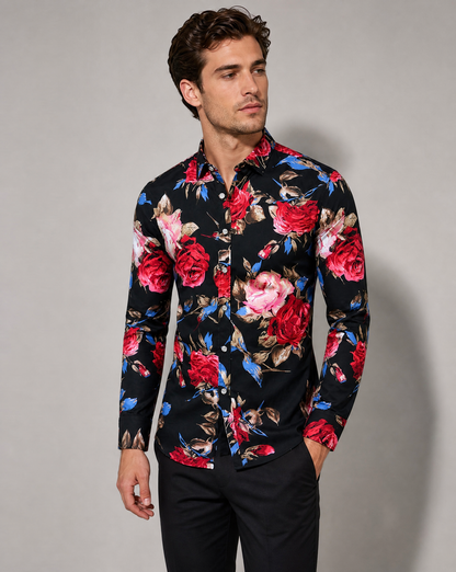 Men's Floral Long Sleeve Casual Shirt