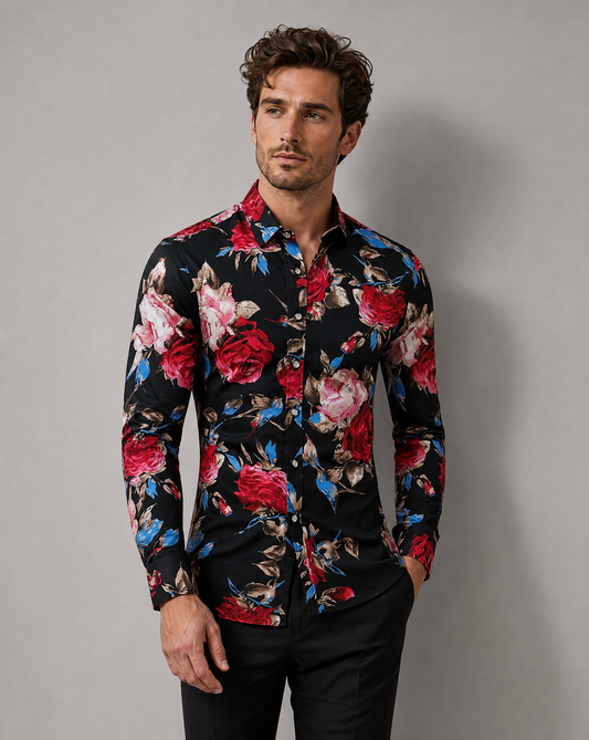 Men's Floral Long Sleeve Casual Shirt