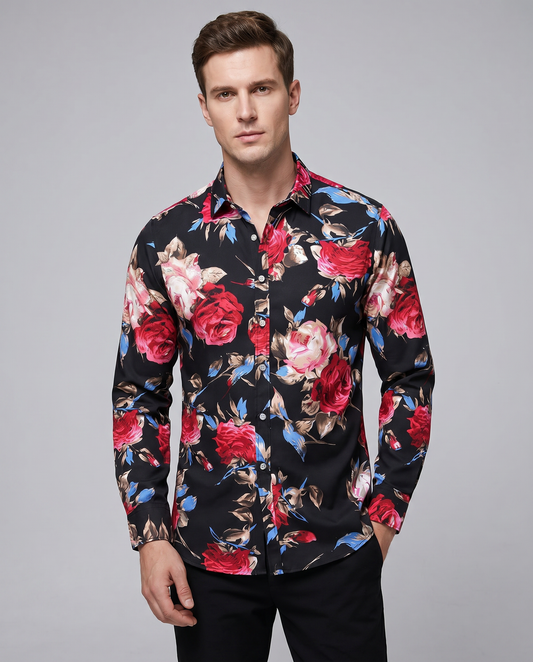 Men's Floral Long Sleeve Casual Shirt