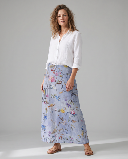 Gonna donna con stampa botanica vintage e tasche