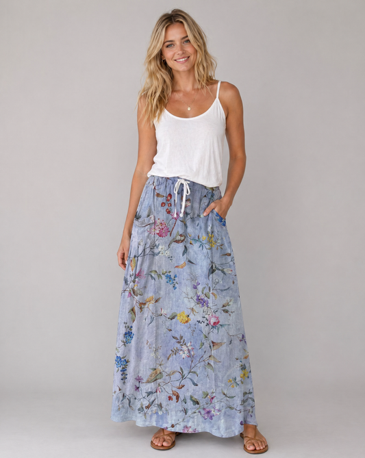 Women's Vintage Botanical Print Pocket Skirt