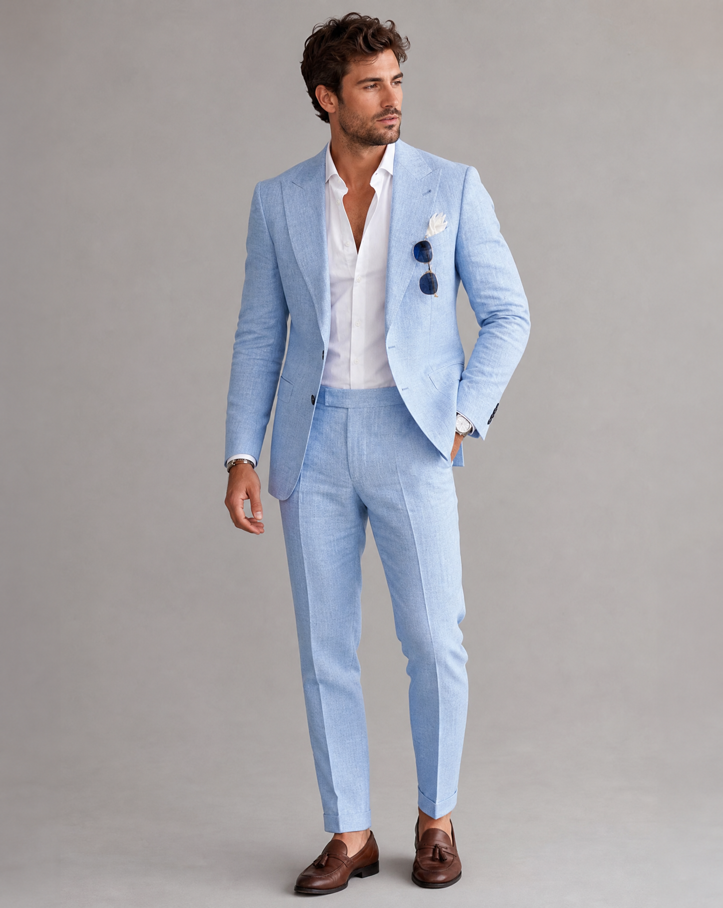 Herren Slim Fit Maßgeschneiderter Zweiteiliger Hochzeitsanzug