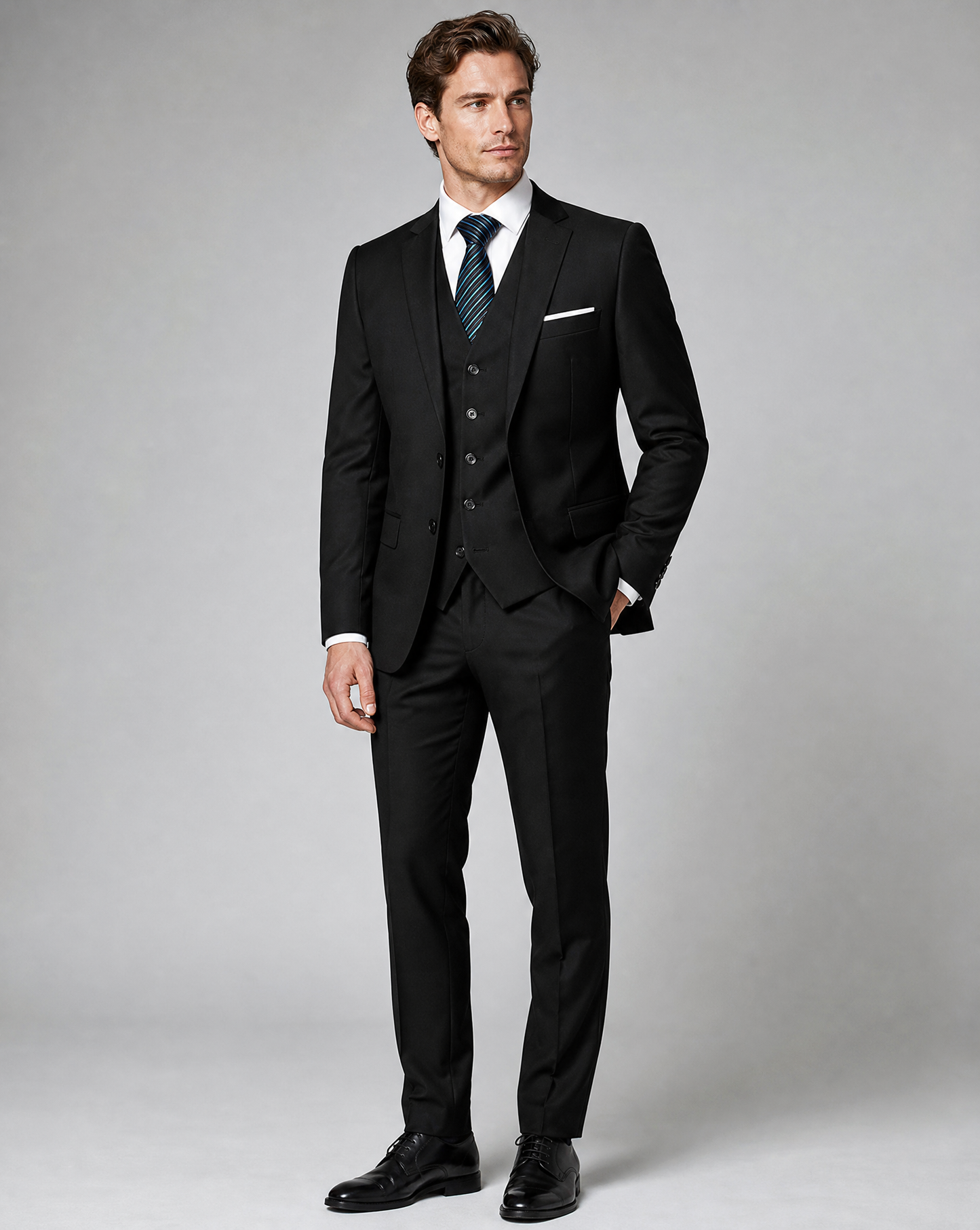 Herren Maßgeschneiderter Dreiteiliger Slim Fit Anzug