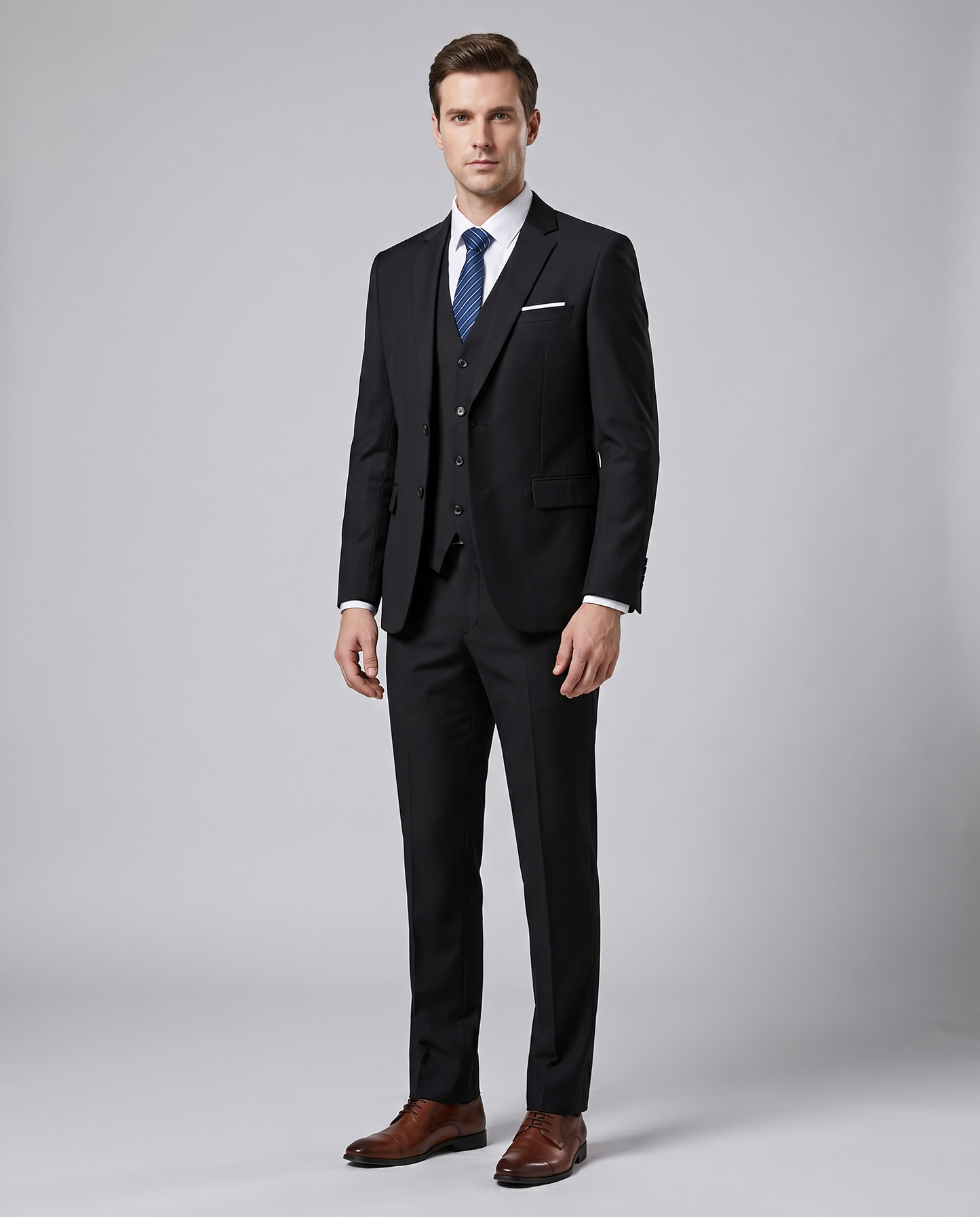Herren Maßgeschneiderter Dreiteiliger Slim Fit Anzug