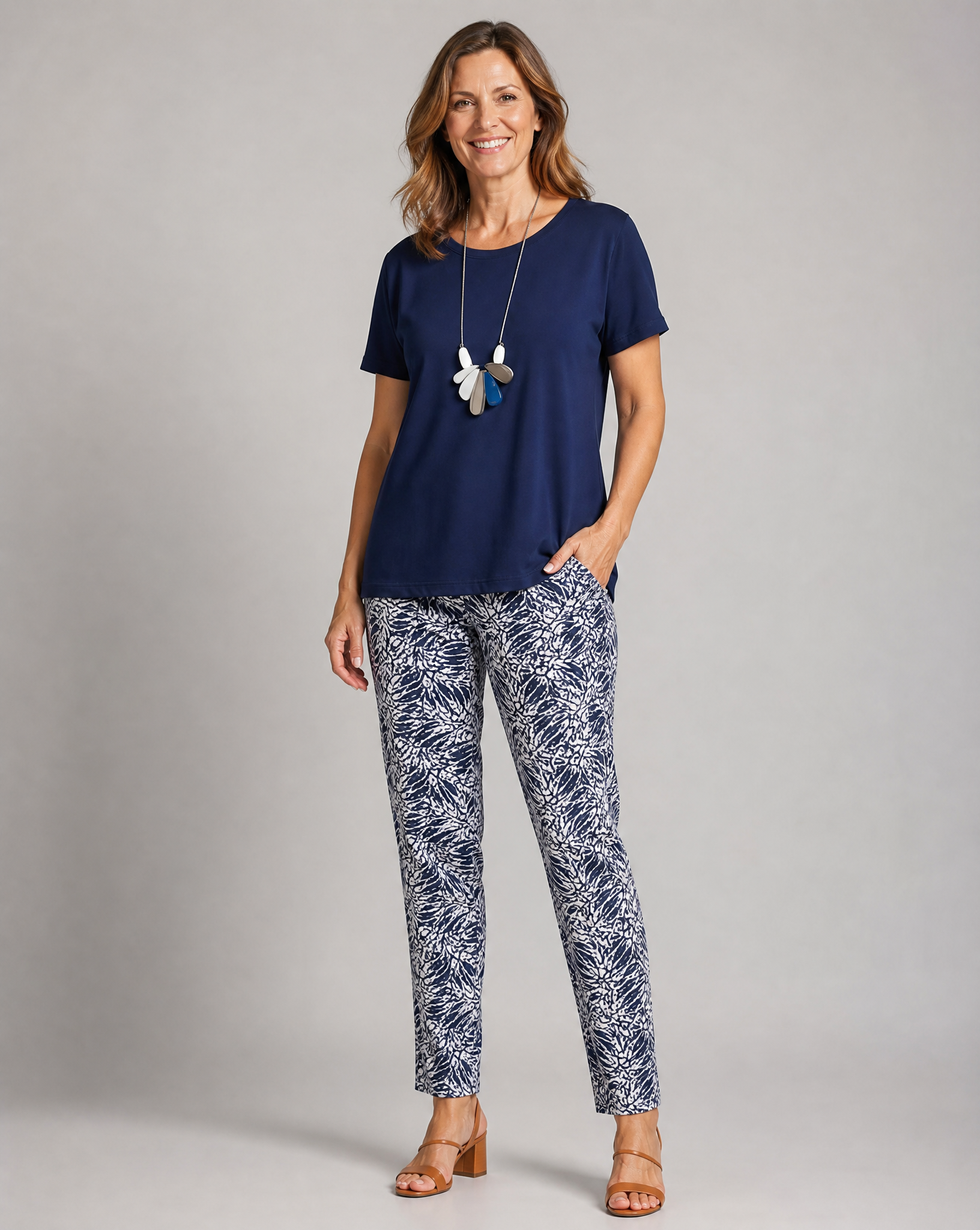 Two-Piece Coastal Outfit Set with Relaxed Fit for Women