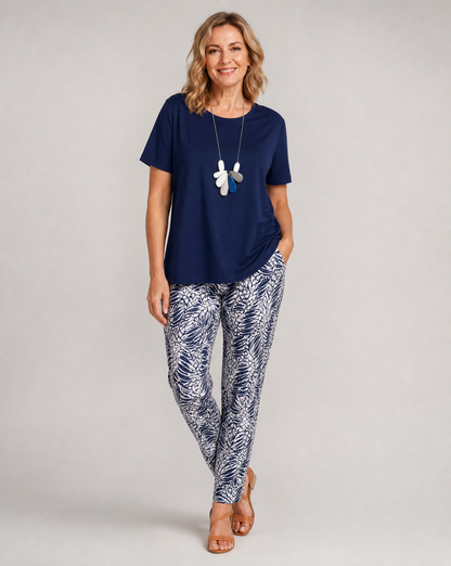 Two-Piece Coastal Outfit Set with Relaxed Fit for Women