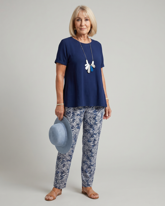 Two-Piece Coastal Outfit Set with Relaxed Fit for Women