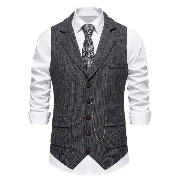 Gentleman's Retro Vest – Stylish Herringbone Design for Casual Events