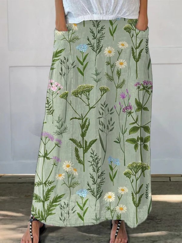 Gerlin™ | Enriched Spring Field Repeat Pattern Printed Pocket Skirt 0