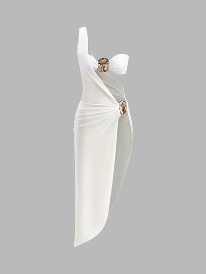 Gold Detail Three-piece Cut-Out dress 5
