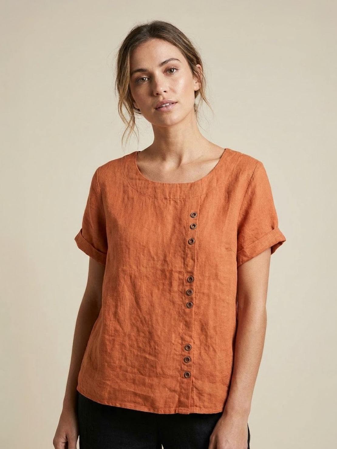 Grace | Relaxed Linen Blouse with Button Detail - Lumina 11