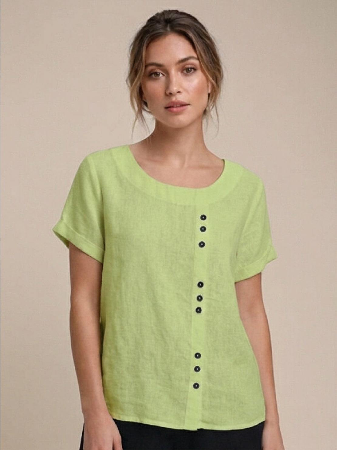 Grace | Relaxed Linen Blouse with Button Detail - Lumina 16