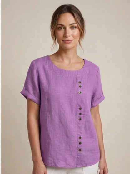 Grace | Relaxed Linen Blouse with Button Detail - Lumina 17