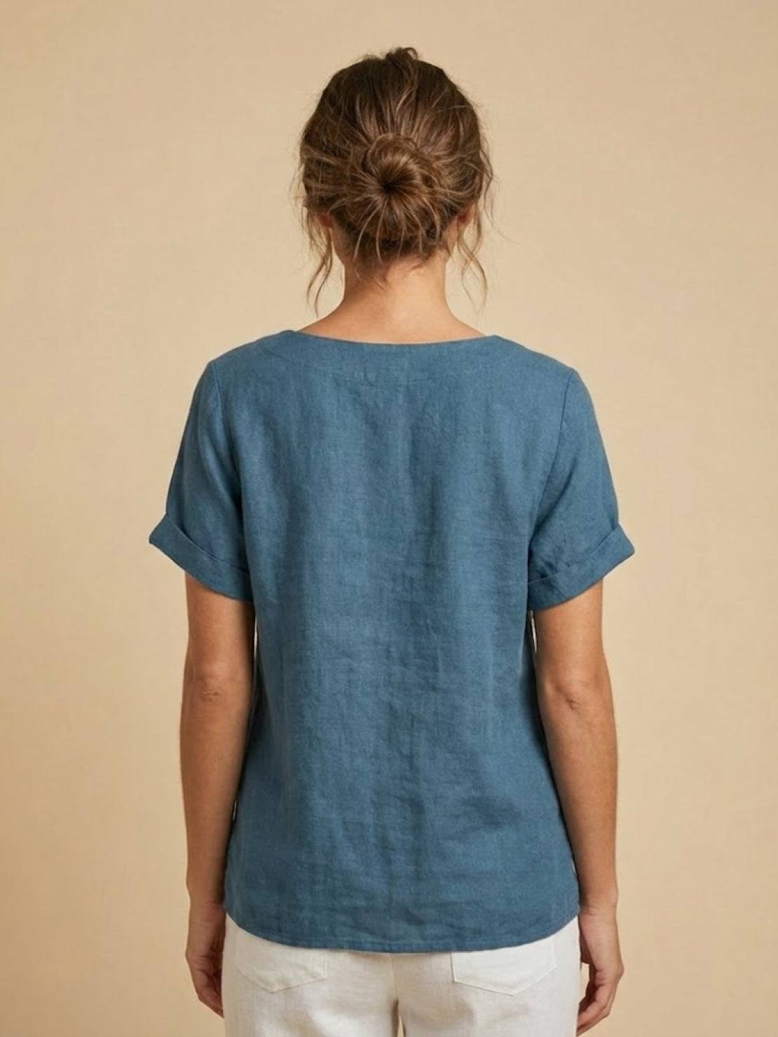 Grace | Relaxed Linen Blouse with Button Detail - Lumina 8