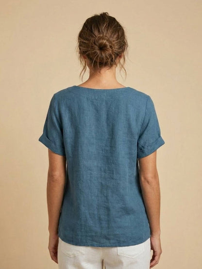 Grace | Relaxed Linen Blouse with Button Detail - Lumina 8