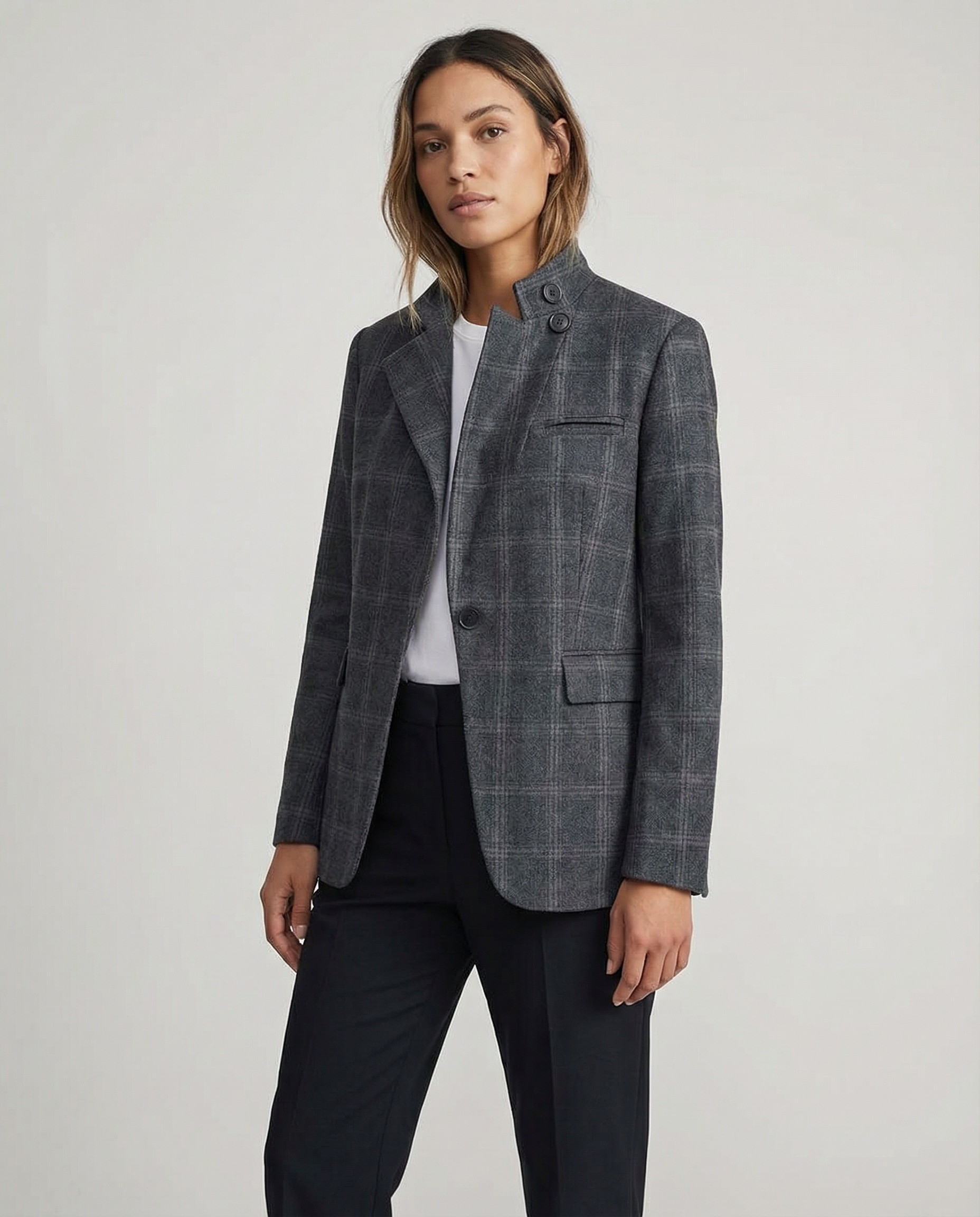HH 2026 Plaid Blazer – Chic Single Button Versatile Jacket 1
