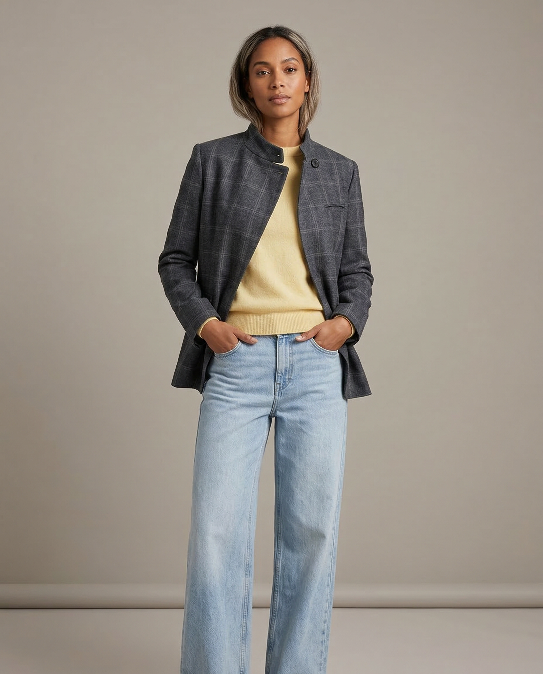 HH 2026 Plaid Blazer – Chic Single Button Versatile Jacket 3