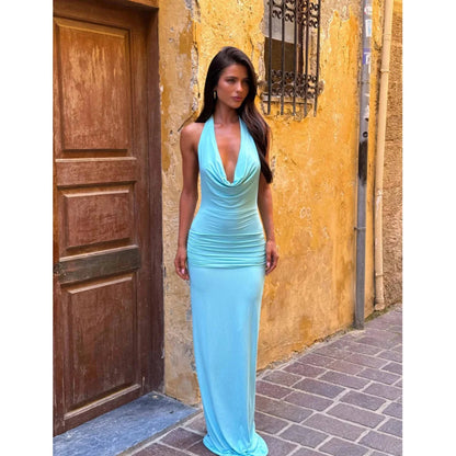 Halter Neck Backless Maxi Dress with Ring Detail 4