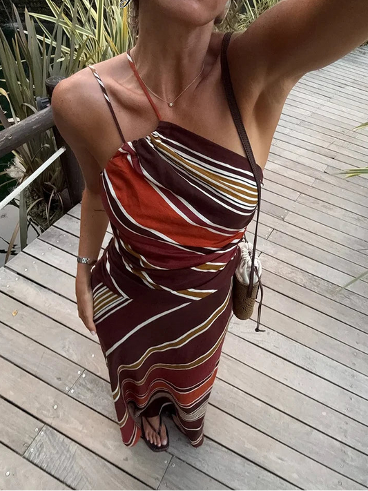 Halter Neck Maxi Dress – Flowing Resort Silhouette Dress for Women 1