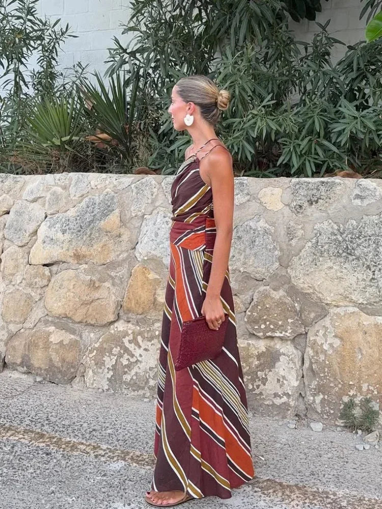 Halter Neck Maxi Dress – Flowing Resort Silhouette Dress for Women 2