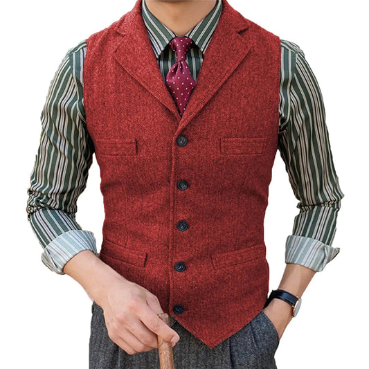 Herringbone Suit Vest – Timeless Wool Design for Elegant Formal and Casual Styling 0